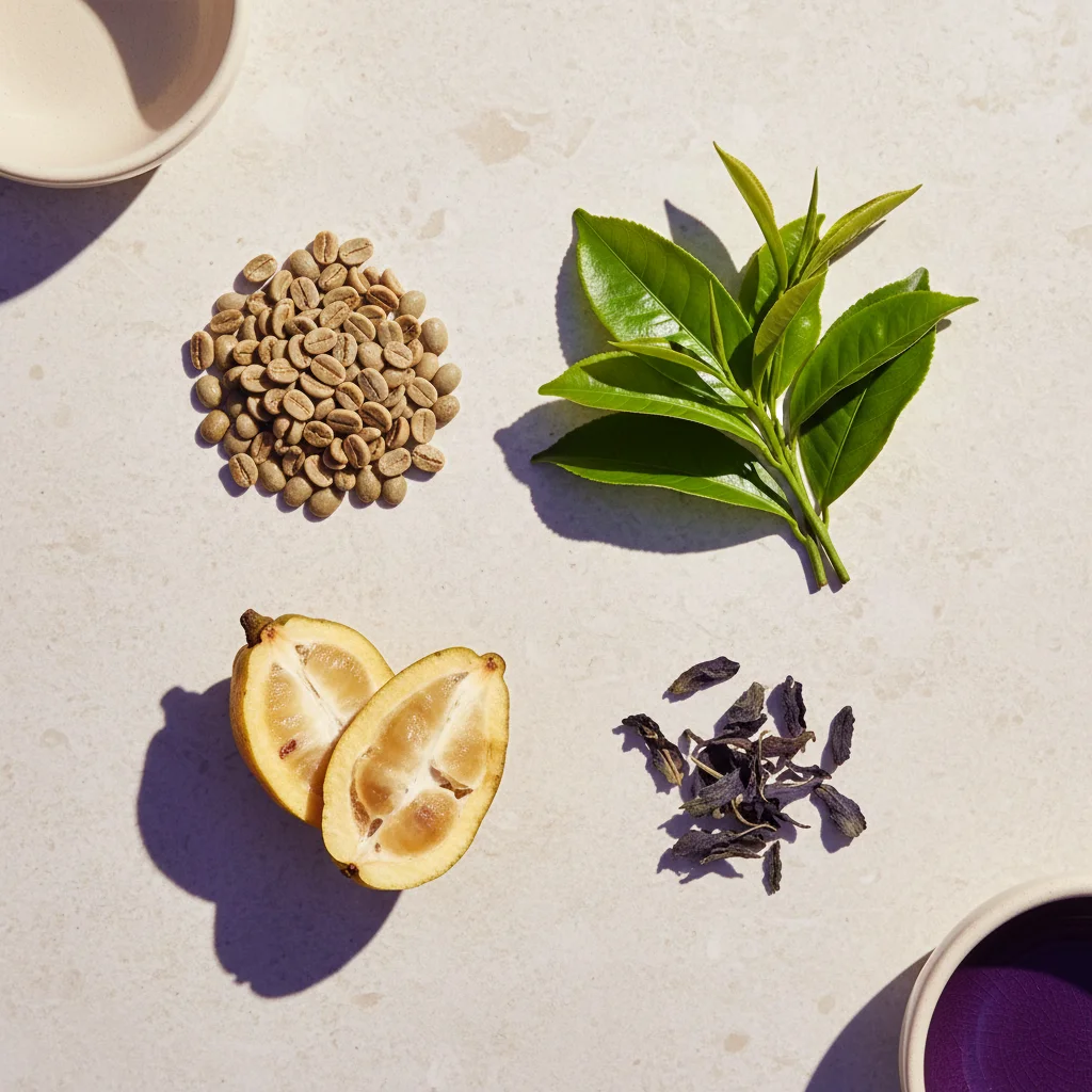 Green coffee beans, green tea leaves, garcinia cambogia and botanicals - garcinia cambogia green tea extract supplement
